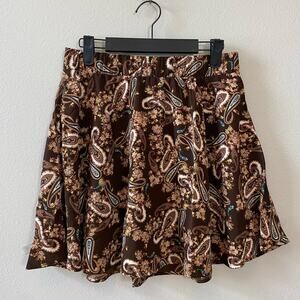 VERO MODA High Waisted Skater Dora Paisley Brown Medium NWT